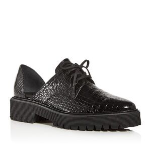 Freda Salvador Alana Croc-Embossed d’Orsay Oxfords